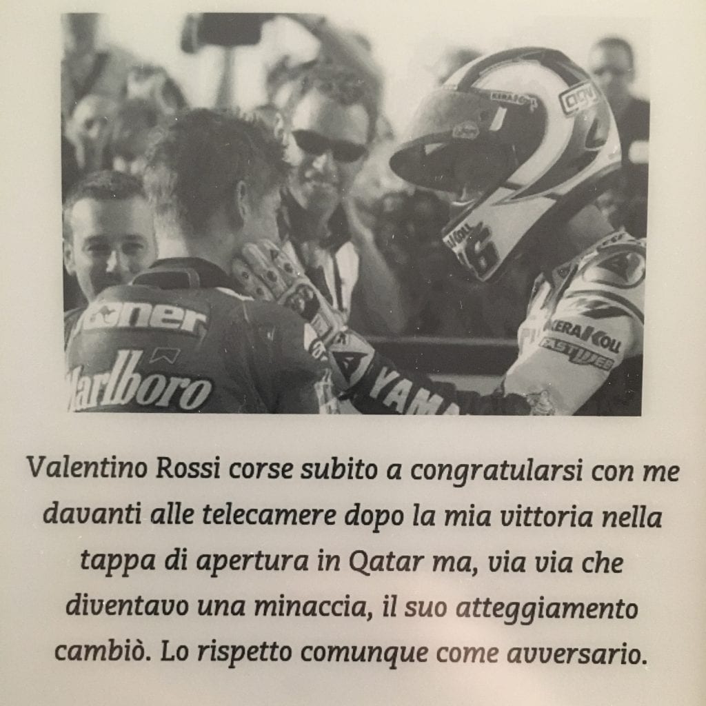 casey stoner in his biography tells the first victory in qatar over the ducati and how this changed his relationship with valentino rossi