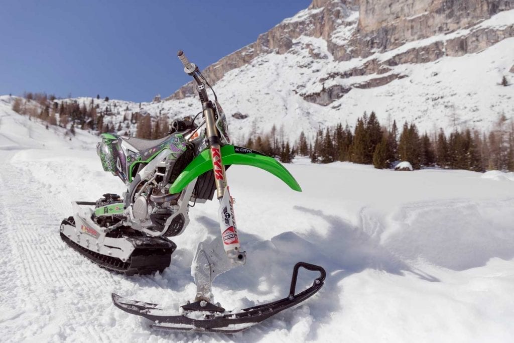 alvaro moto sci motoreetto kawasaki con kit per la neve