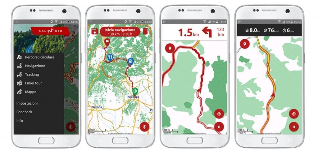 funciones calimoto viajes de aplicación de navegación de teléfonos inteligentes en movimiento