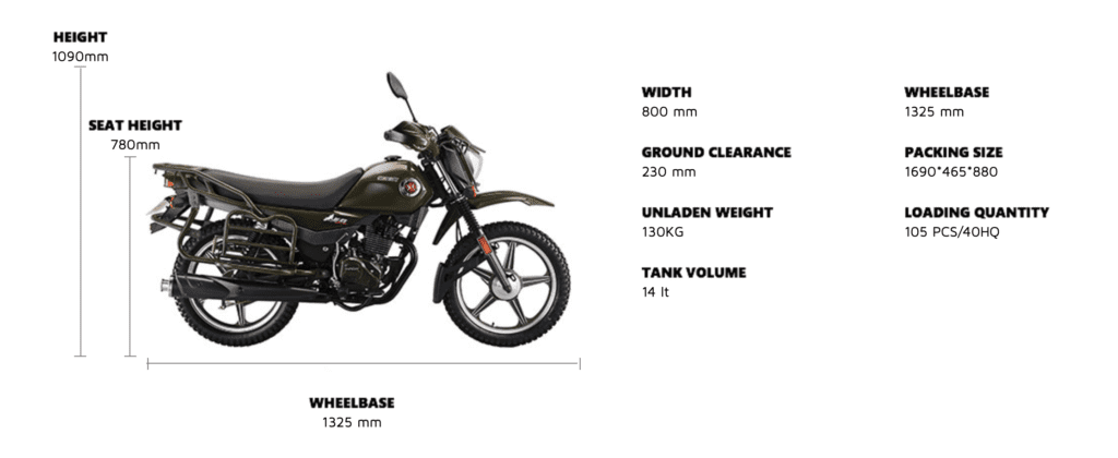 shineray xy 150 - 200 Specific technical details dimensions