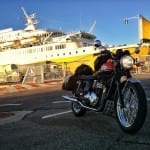 Corsica motoreetto Triumph Bonneville motorfiets begin gestuur