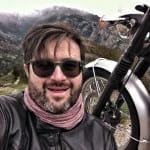 corsica in moto motoreetto selfie with bonneville