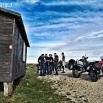 lessinia in motion with motoreetto group of motorcyclists in wilderness mouth