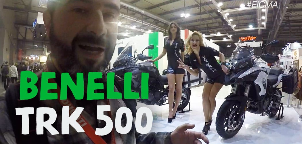 benelli trk 500 and a lion with eicma motoreetto