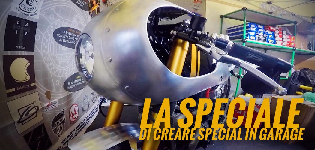 the special solidarity café racer in the garage to create special video interview motoreetto