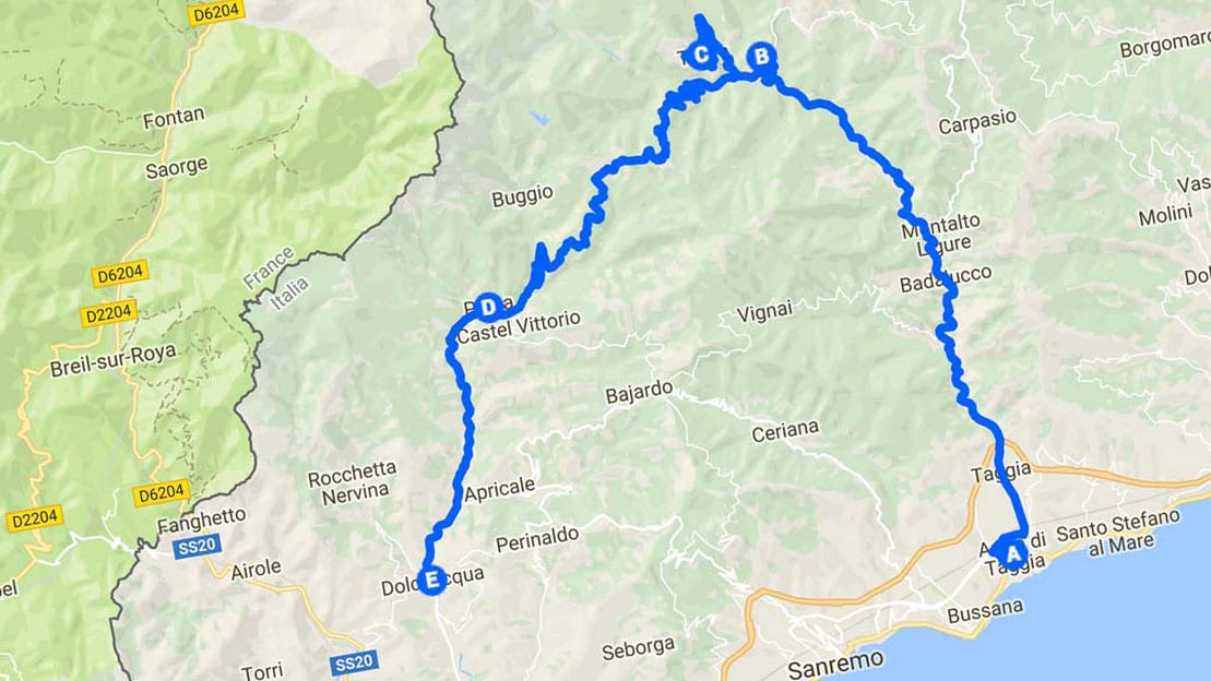 ruta de bicicleta de Liguria argentina valle triora consejos taggia motoreetto