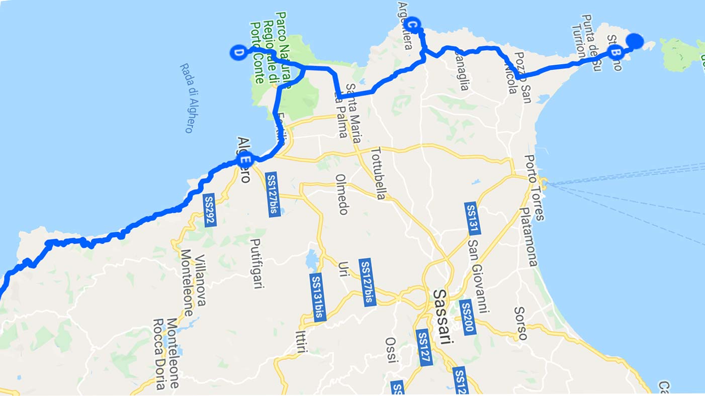 sardegna itinerario stintino alghero bosa moto motoreetto