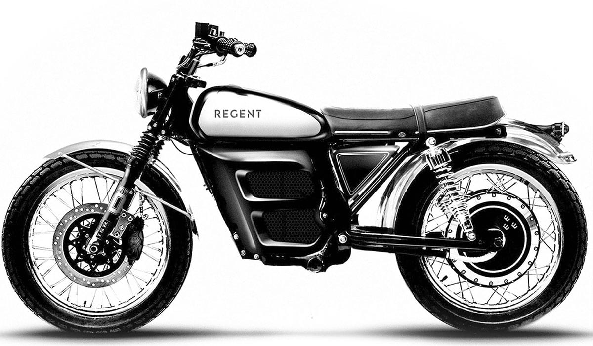 motocicleta eléctrica de la escuela de época antigua codificador Regent motocicletas Suecia